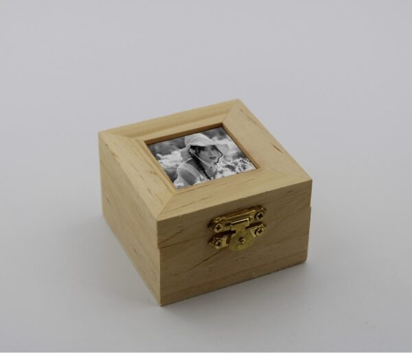 Woodhaid  Small Wooden Jewelry Box with Hinged Lid and Photo Display - Image 4