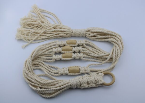 Woodhaid Stylish Macrame Plant Hanger with Wooden Base - Image 4