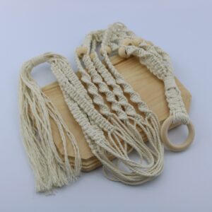 Woodhaid Plant Hanger Macrame with Wooden Base