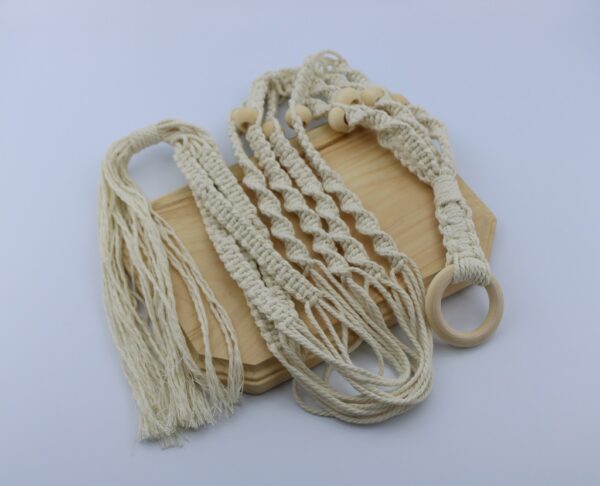 Woodhaid Plant Hanger Macrame with Wooden Base