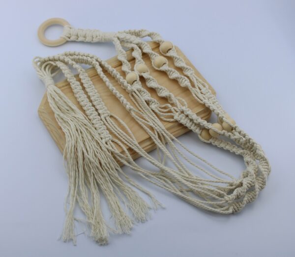Woodhaid Plant Hanger Macrame with Wooden Base - Image 6