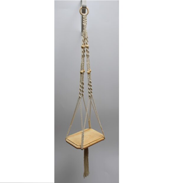 Woodhaid Plant Hanger Macrame with Wooden Base - Image 4