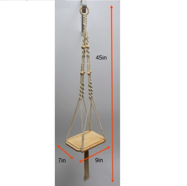 Woodhaid Plant Hanger Macrame with Wooden Base - Image 7