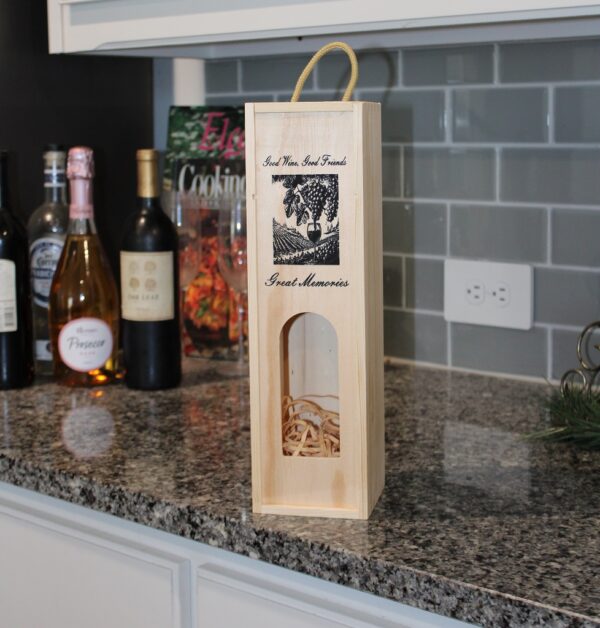 Woodhaid  Wine Box with Sliding Lid and Viewing Window for Displaying Bottle Labels - Image 5