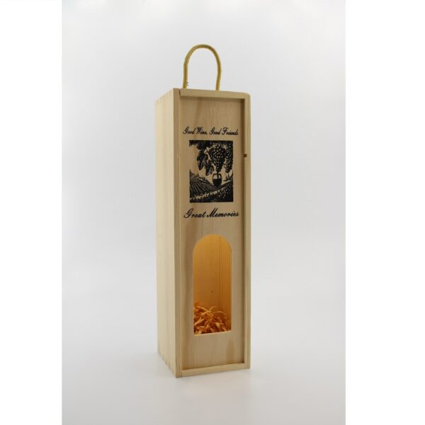 Woodhaid  Wine Box with Sliding Lid and Viewing Window for Displaying Bottle Labels
