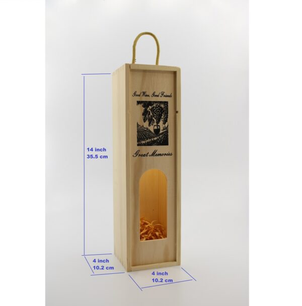 Woodhaid  Wine Box with Sliding Lid and Viewing Window for Displaying Bottle Labels - Image 3