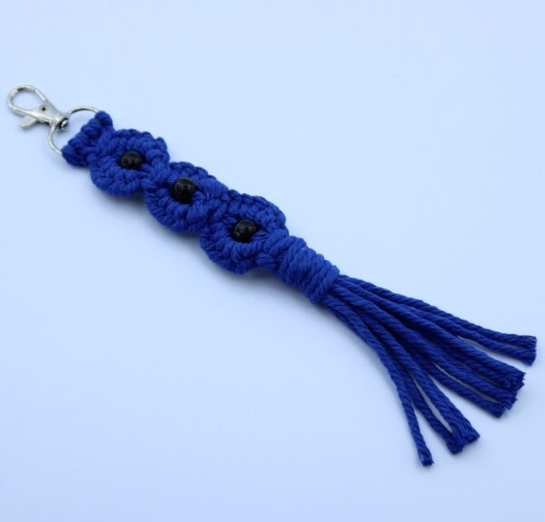 Handcrafted Macramé Three Flowers Keychain - Image 5