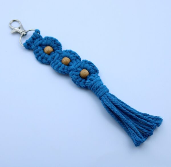 Handcrafted Macramé Three Flowers Keychain - Image 4