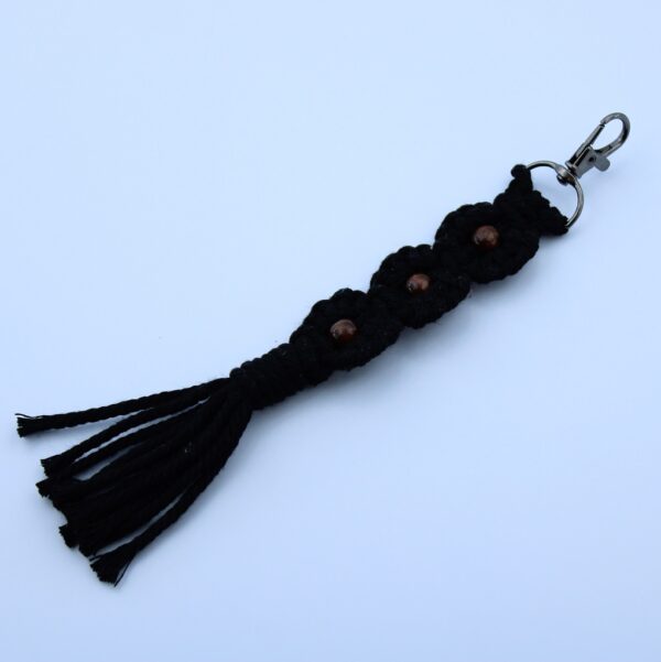 Handcrafted Macramé Three Flowers Keychain - Image 3