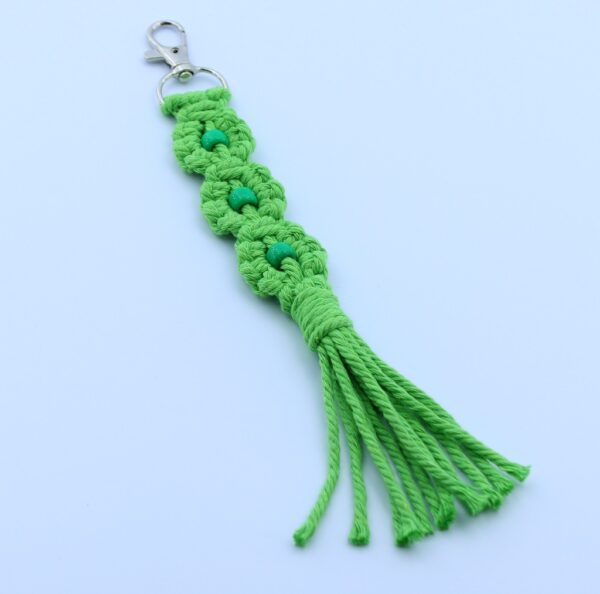 Handcrafted Macramé Three Flowers Keychain - Image 9