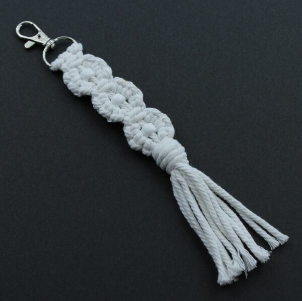 Handcrafted Macramé Three Flowers Keychain - Image 8